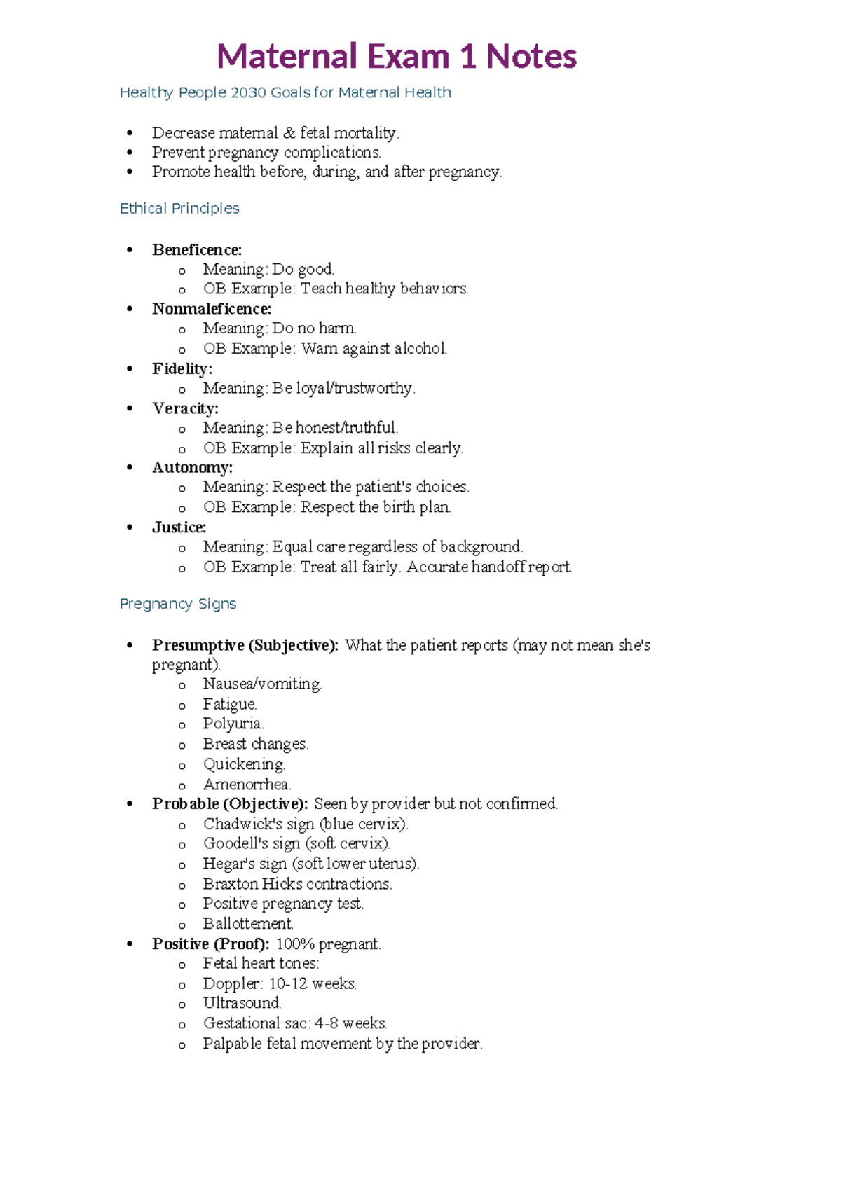 Maternal Exam 1 Study Notes: Key Concepts for Healthy People 2030 Goals ...