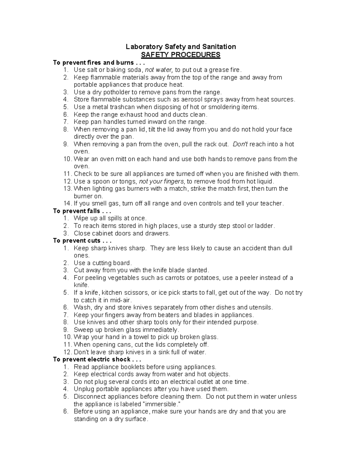 Laboratory Safety & Sanitation Guidelines for Safe Practices - Studocu