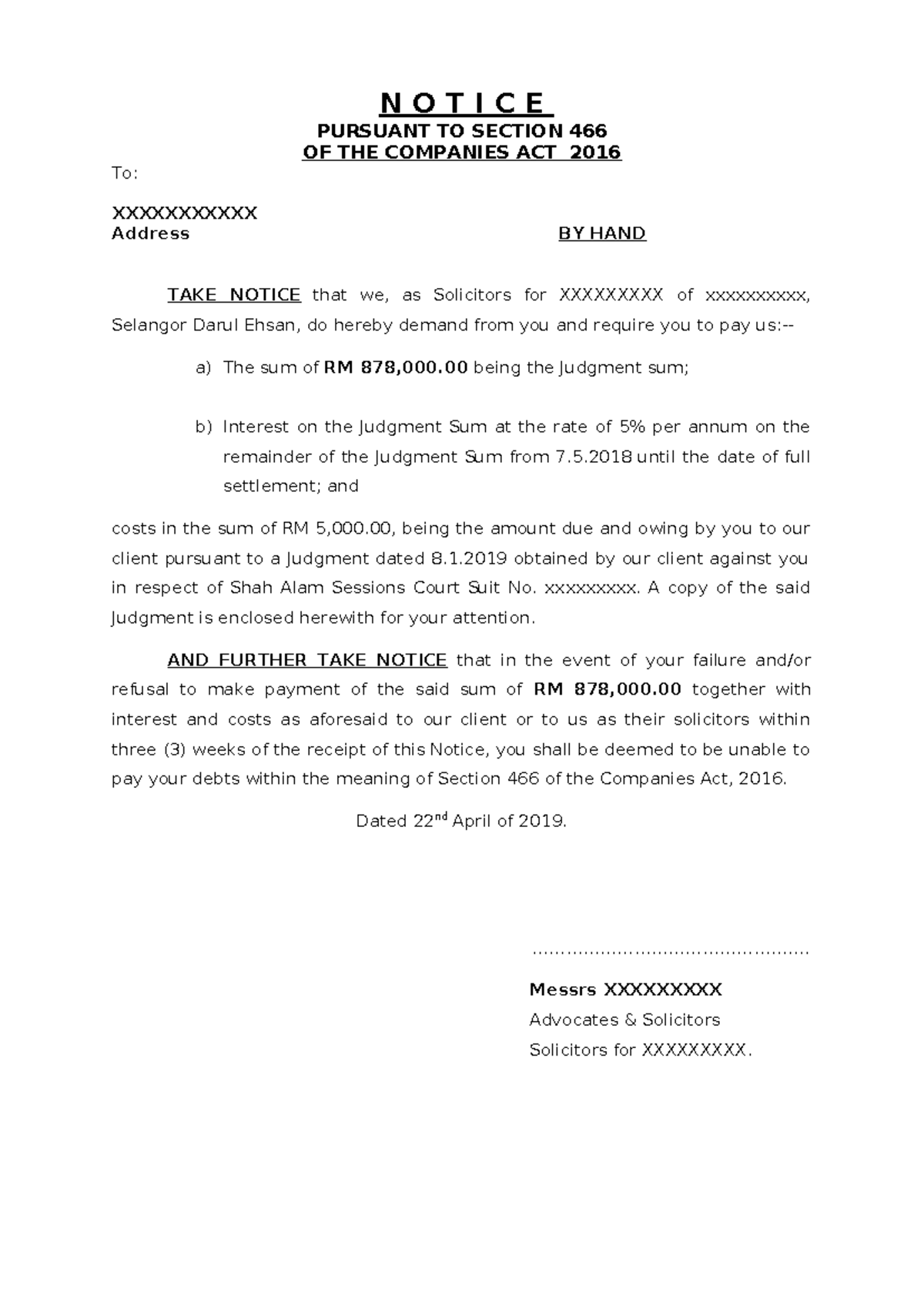 notice-466-pursuant-to-companies-act-2016-payment-demand-studocu