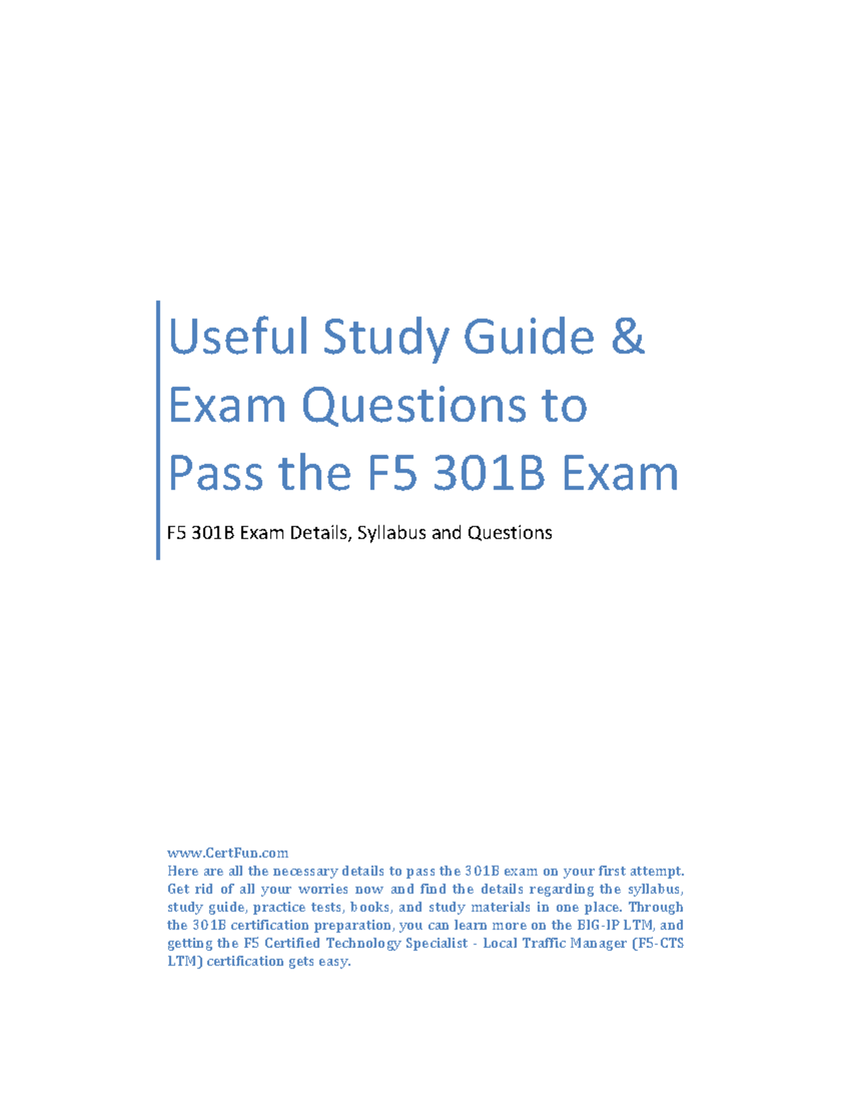 Useful Study Guide & Exam Questions to Pass the F5 301B Exam - Useful ...