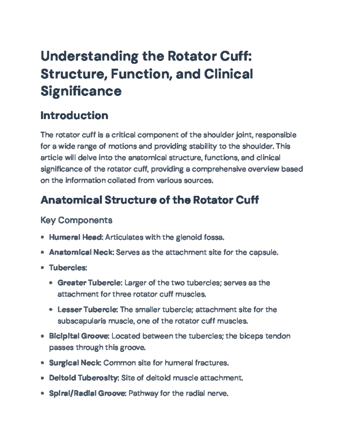 Understanding the Rotator Cuff: Structure, Function & Clinical ...