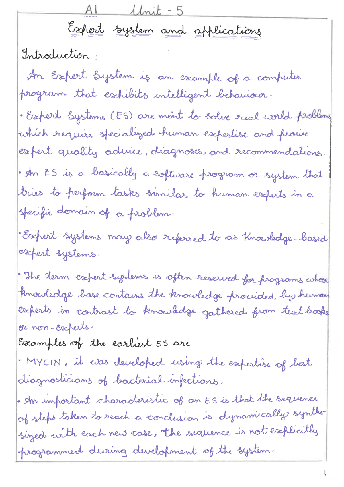 AI UNIT 5 - Vvvvvv - AI Unit 5 Expert system and applications ...