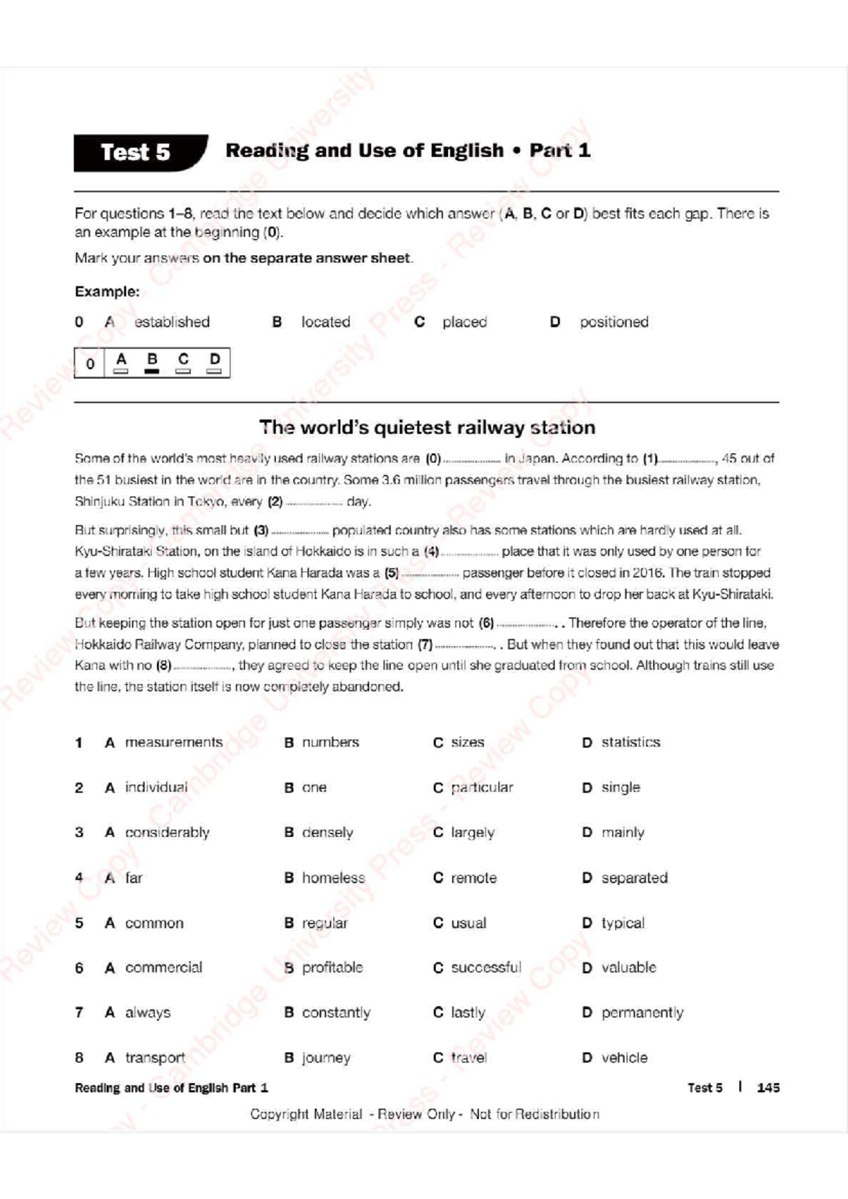 University Test 5: Reading and Use of English Practice - Studocu