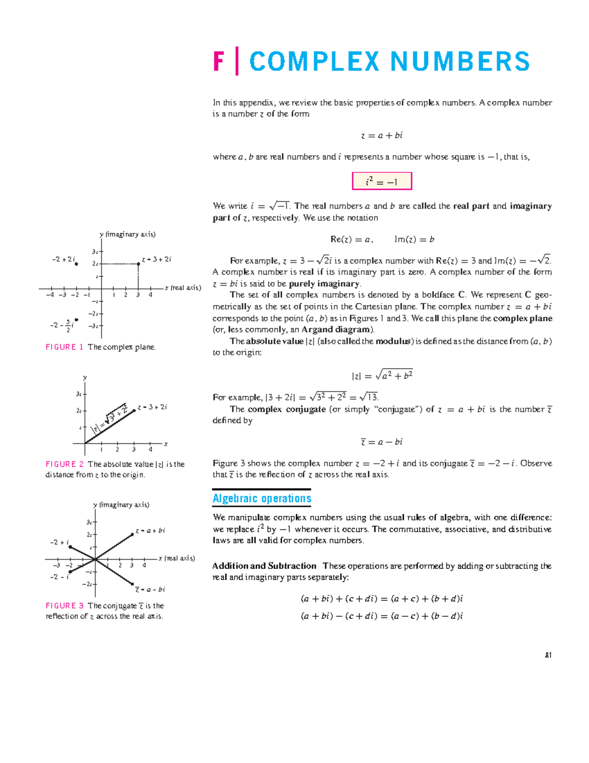 Complex Numbers - REFERENCE - F COMPLEX NUMBERS In this appendix, we ...