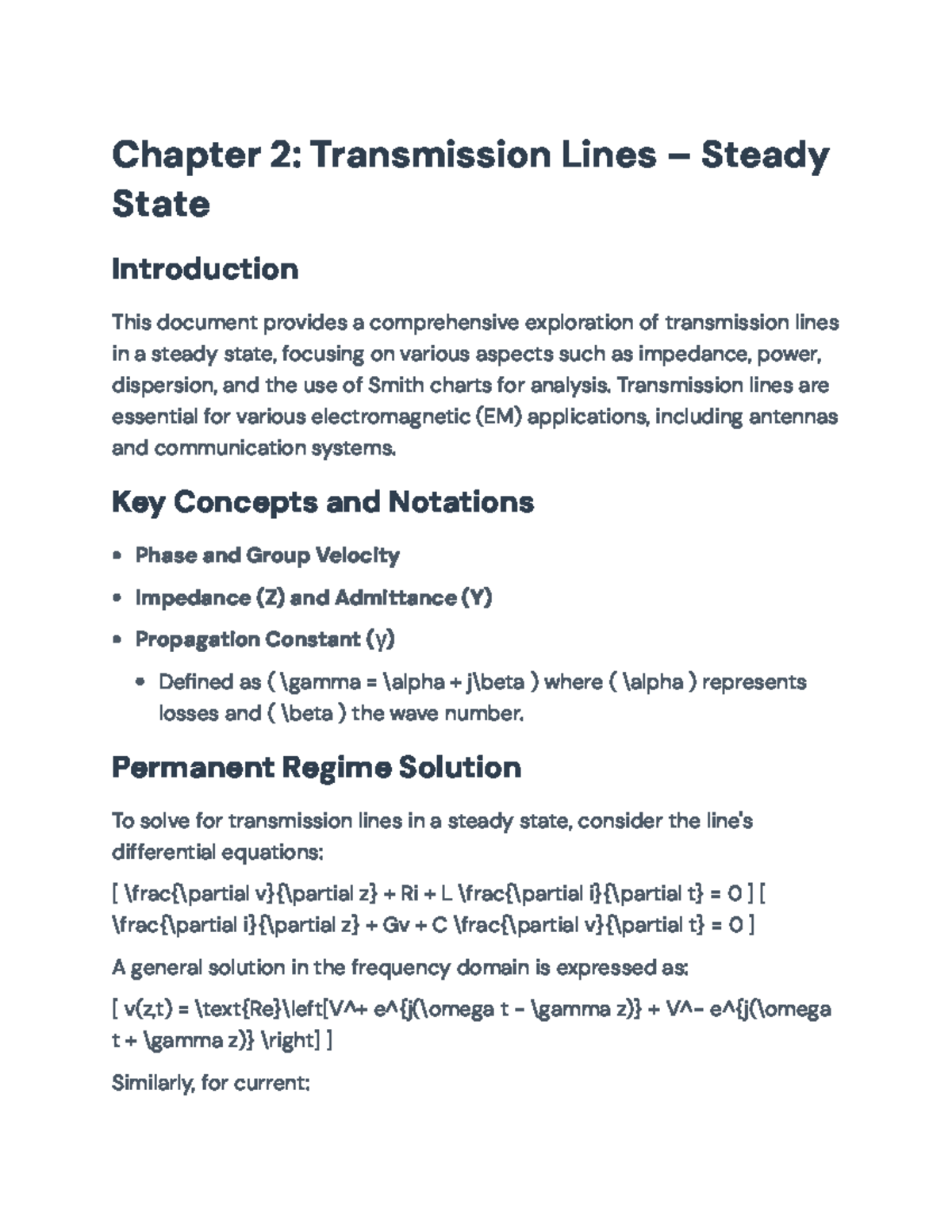 Transmission Lines In Steady State Analysis Impedance And Power