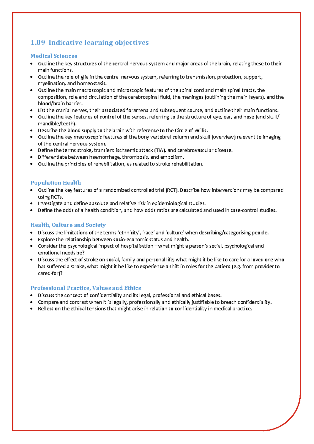 1.09 ILOs - Key Learning Objectives in Medical Sciences and Health ...