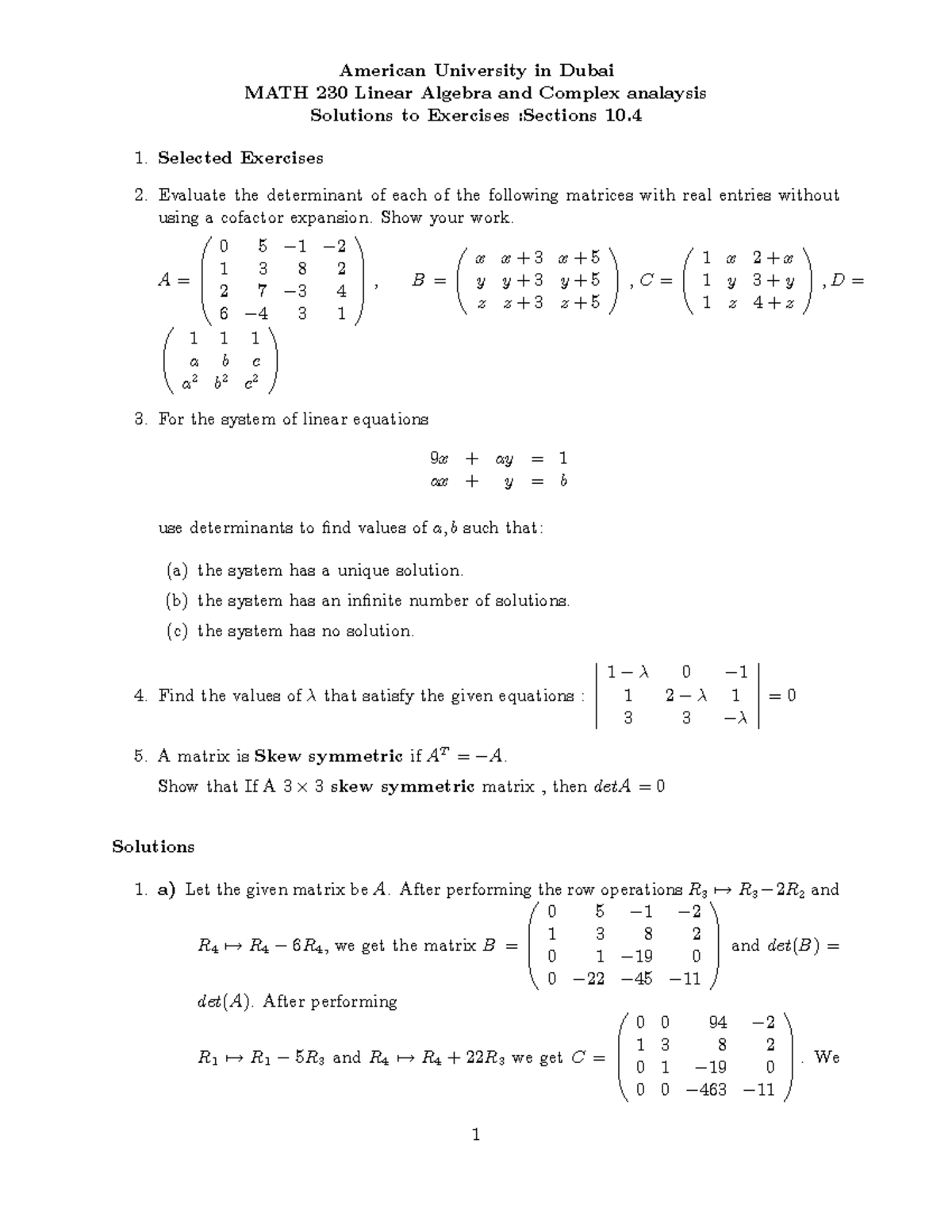 MATH 230 Solutions to Selected Exercises - Section 10 - Studocu