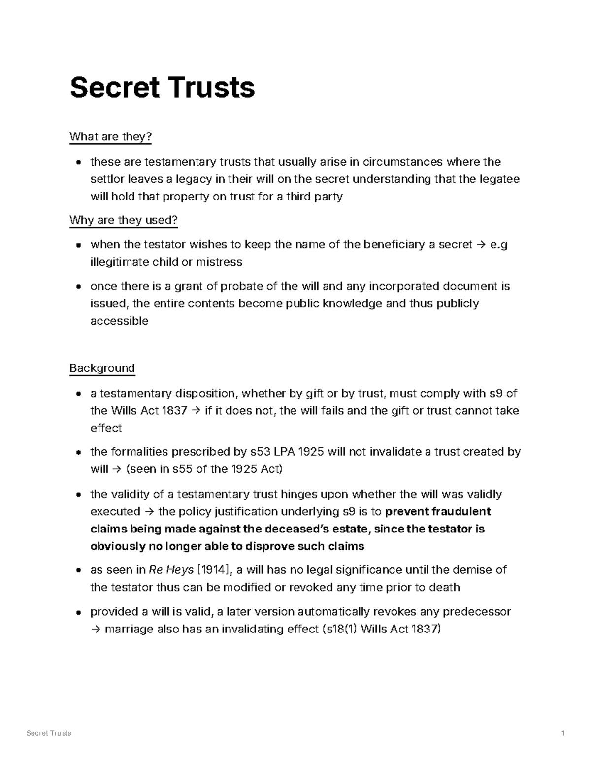 Secret trust notes: understanding the complexities of testamentary ...