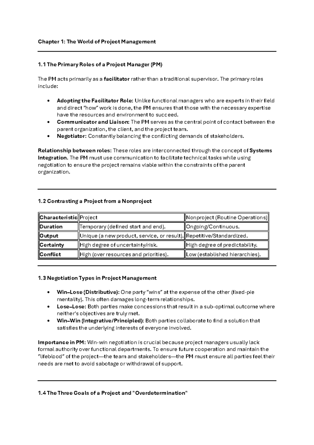EBC2175 Chapter 1: Key Concepts in Project Management - Studeersnel