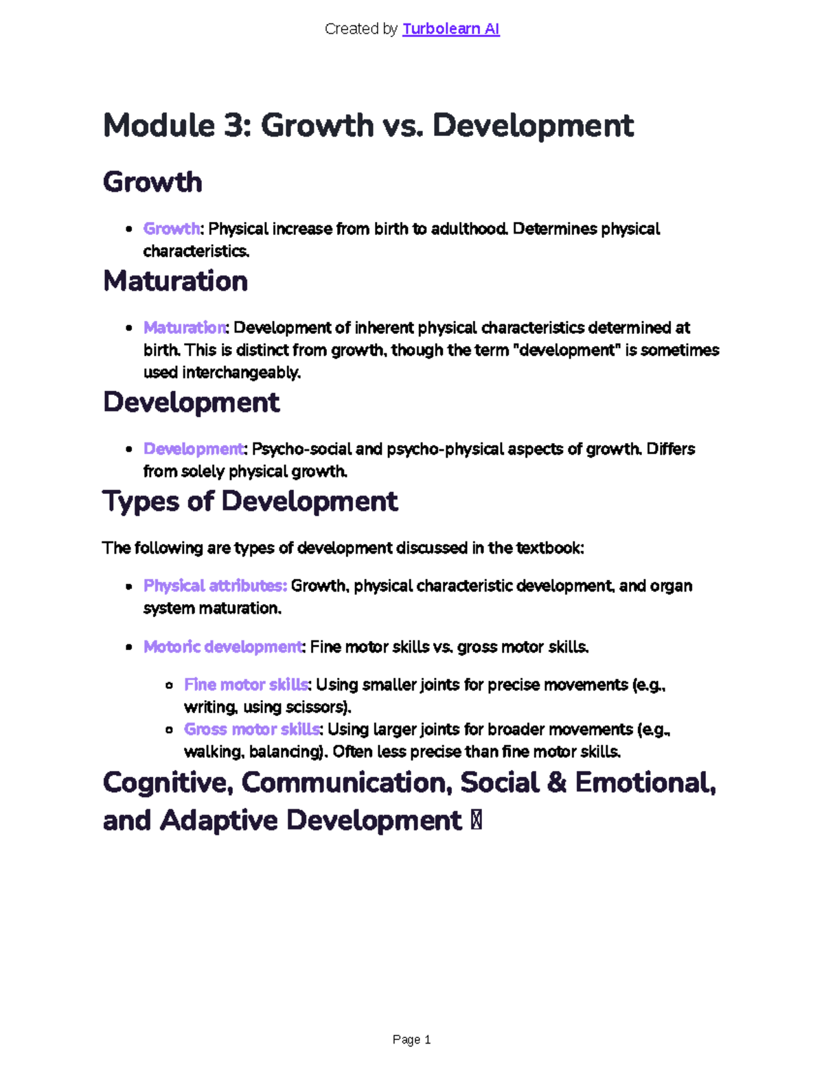 Growth vs development - Module 3: Growth vs. Development Growth Growth ...