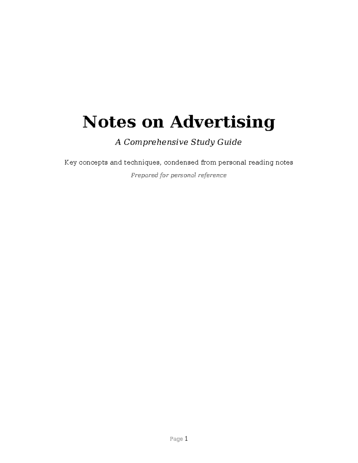 Notes on Advertising: A Comprehensive Study Guide - Studocu