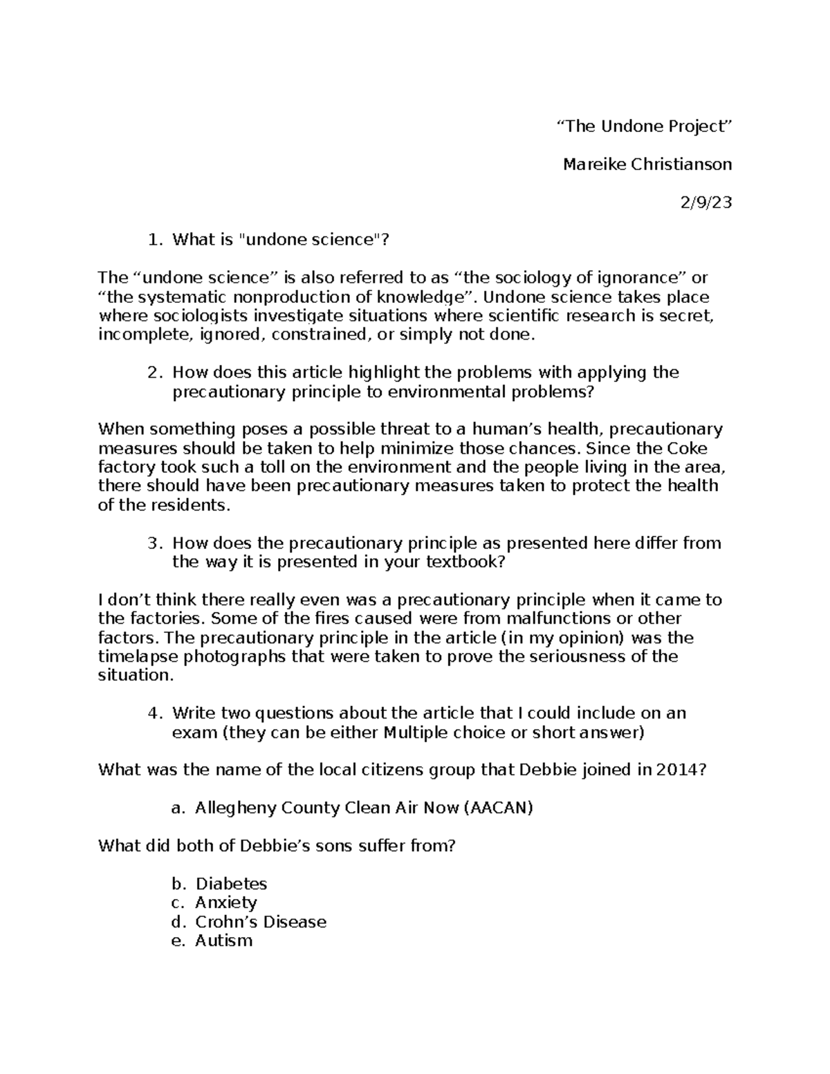 Final Exam Notes on 