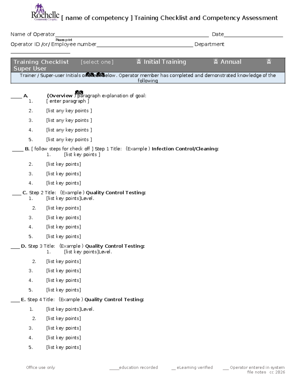 Competency Training Checklist & Assessment 2026 - Studocu
