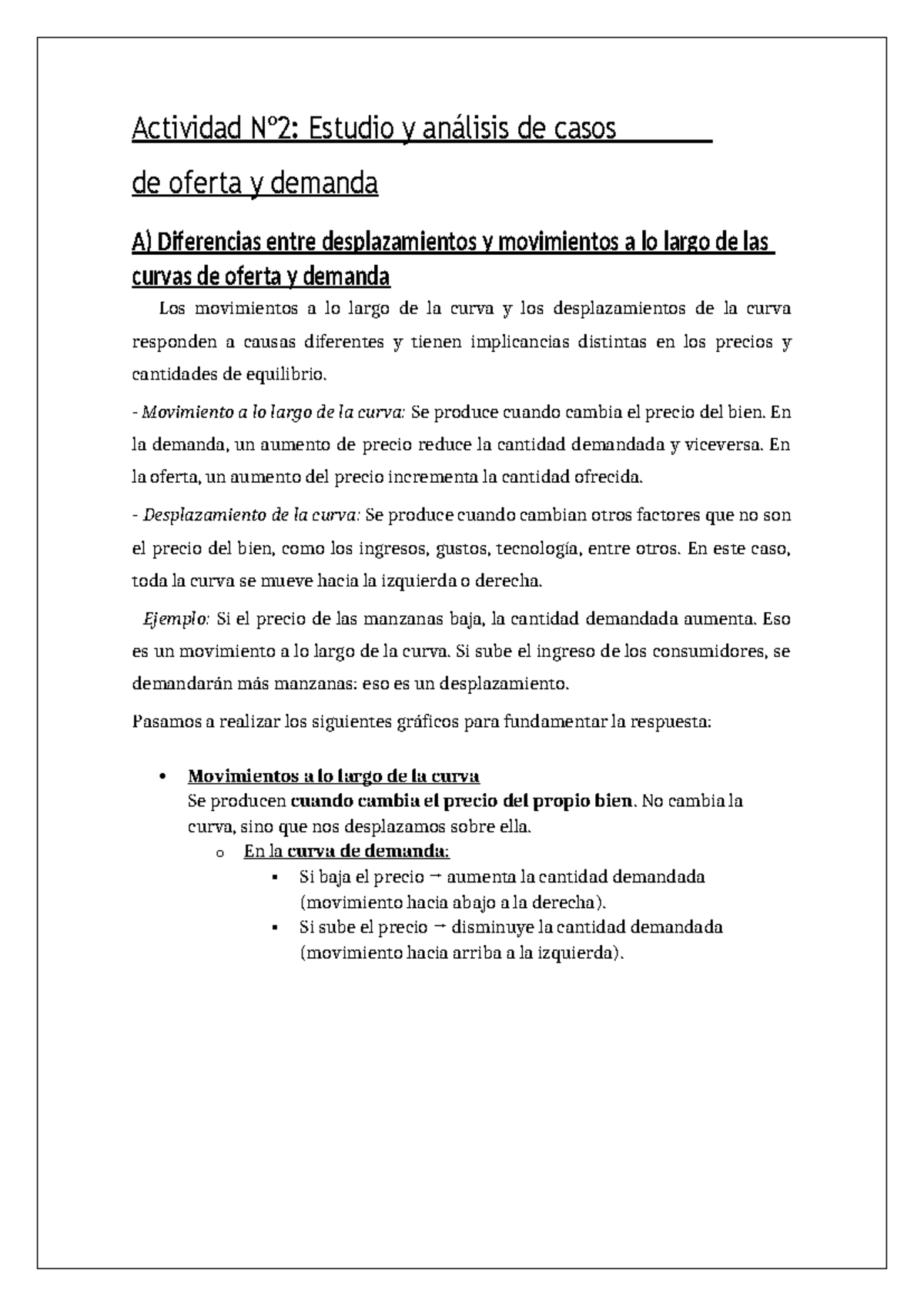 Economía: Análisis de Movimientos y Desplazamientos en Oferta y Demanda ...
