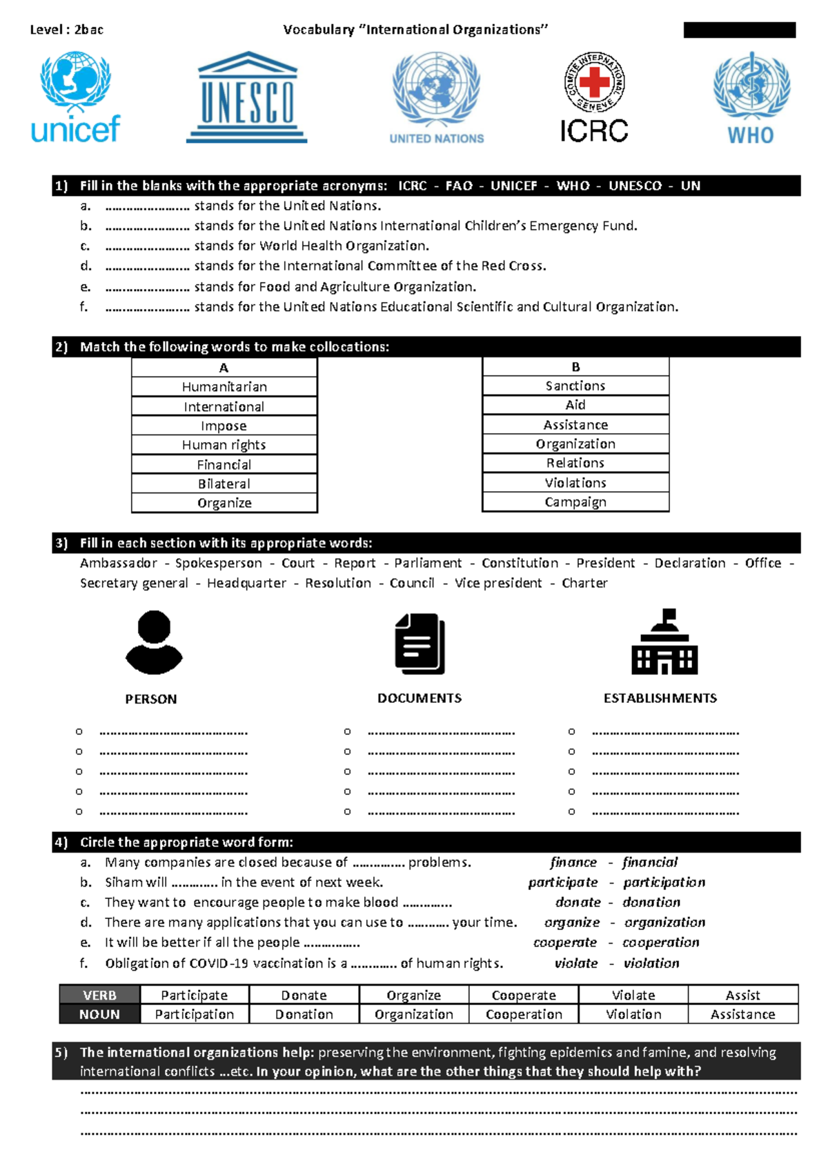 Unit 10 Vocabulary: Acronyms, Collocations, and Word Forms - Studocu