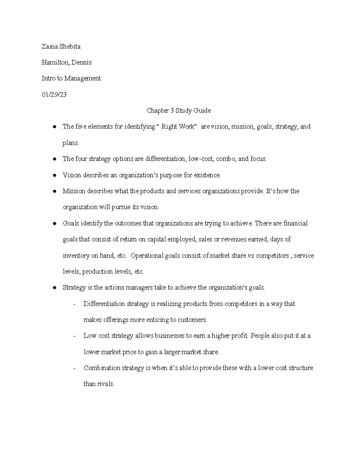 Chapter 3 Study Guide: Keys to Effective Management Strategies - Studocu