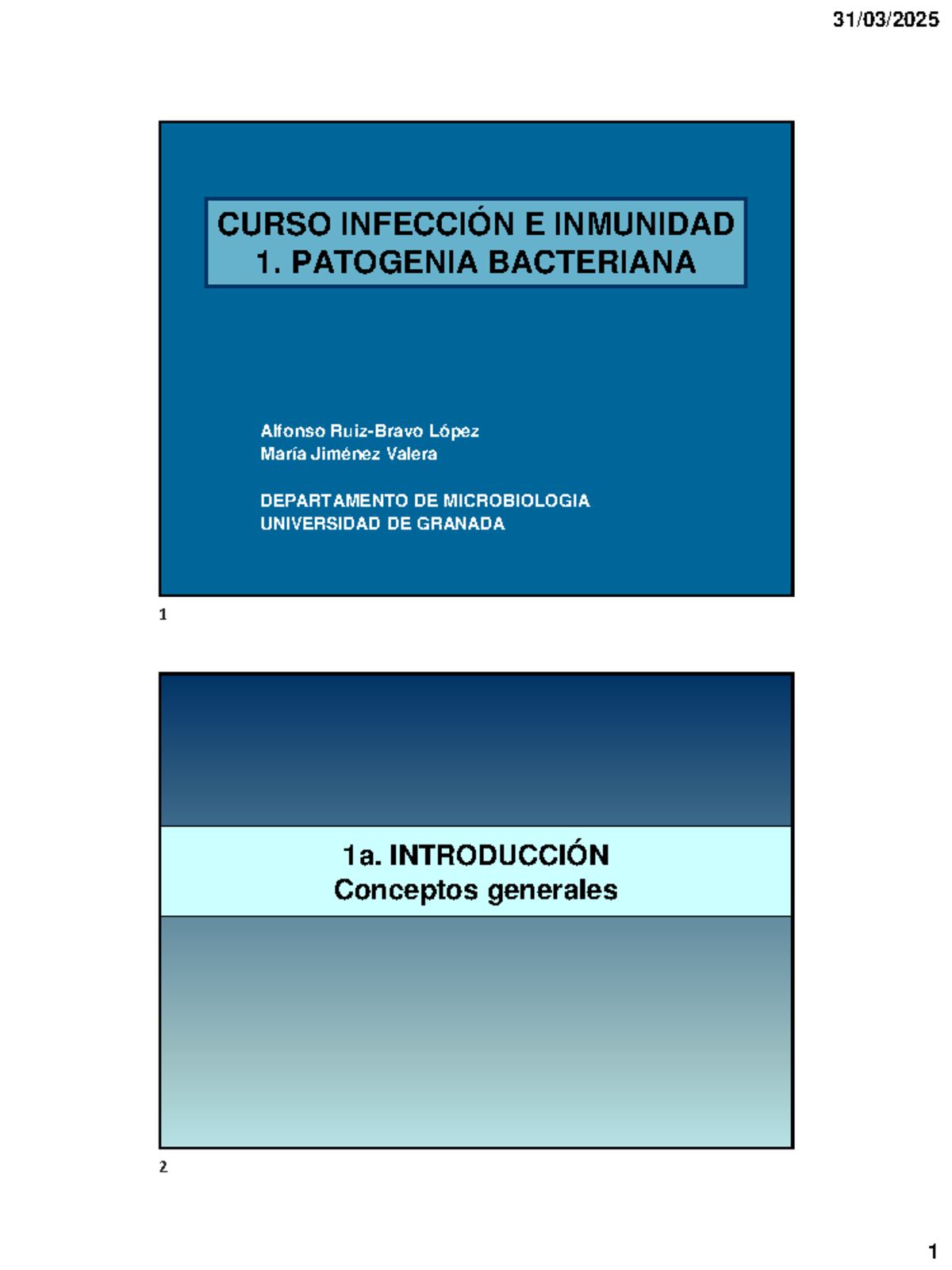 TEMA 1a: Patogenia Bacteriana - CURSO INFECCIÓN E INMUNIDAD 1 (2024 ...