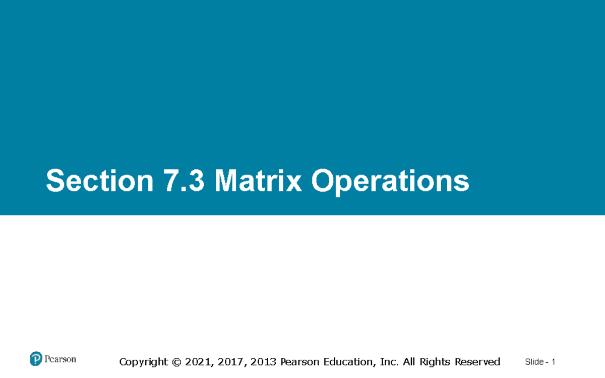 Matrix Operations Lecture Notes - Studocu
