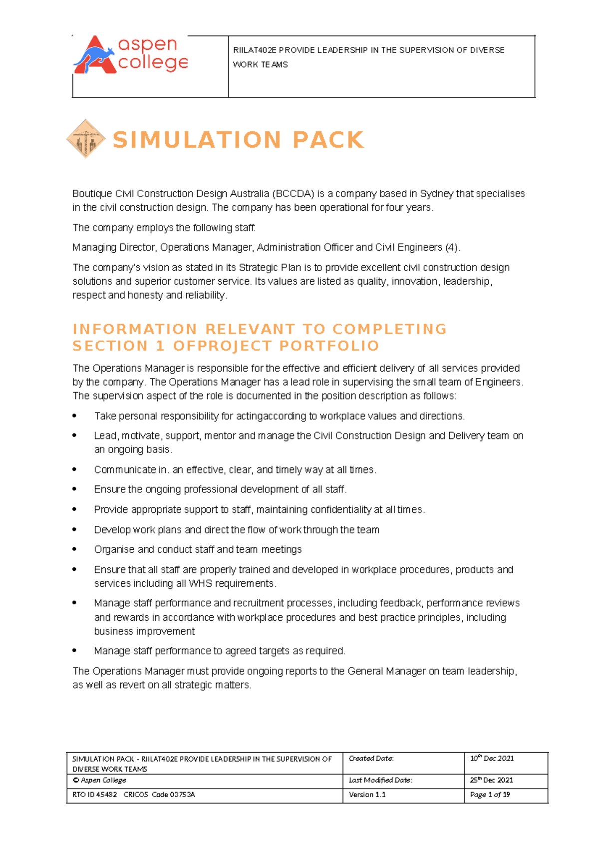 Riilat 402E Simulation Pack - WORK TEAMS SIMULATION PACK Boutique Civil ...
