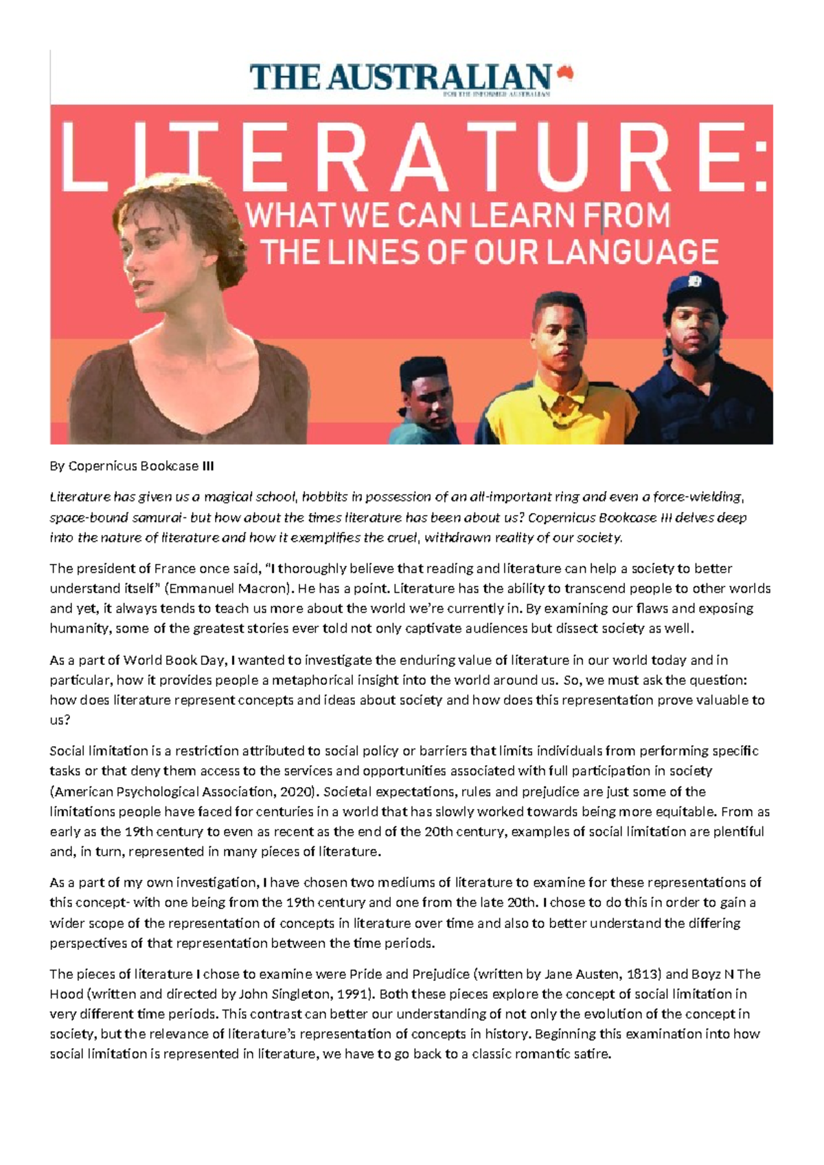 A level feature article example - By Copernicus Bookcase III Literature ...