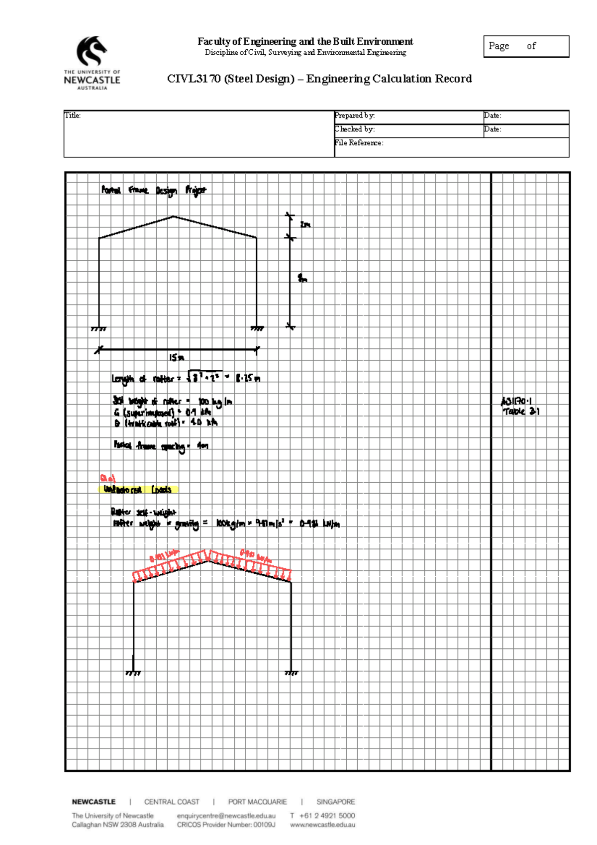 CIVL3170 Steel Design: Portal Frame Engineering Calculations - Studocu
