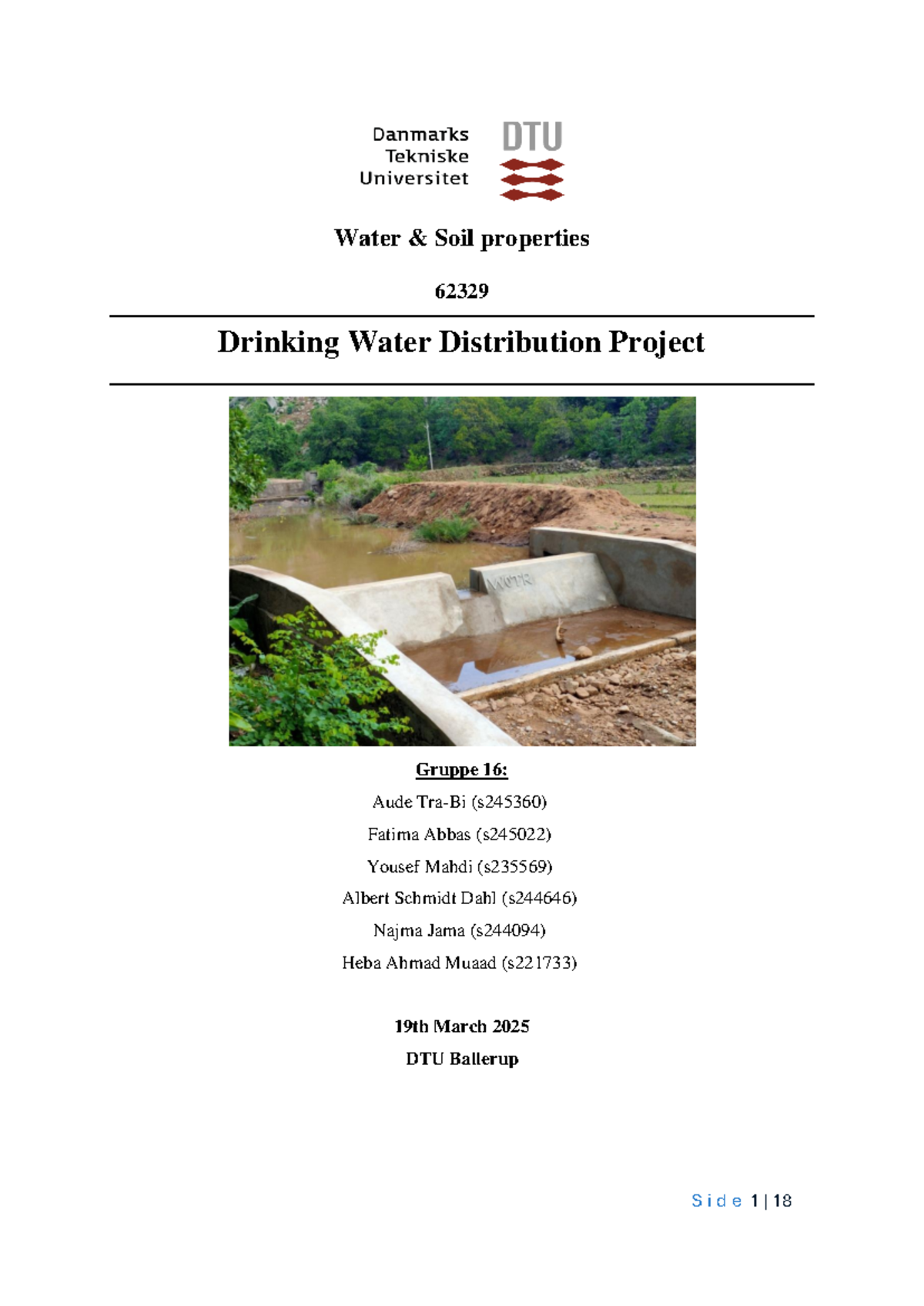 Drinking Water Distribution Project 62329: Design & Analysis Report ...
