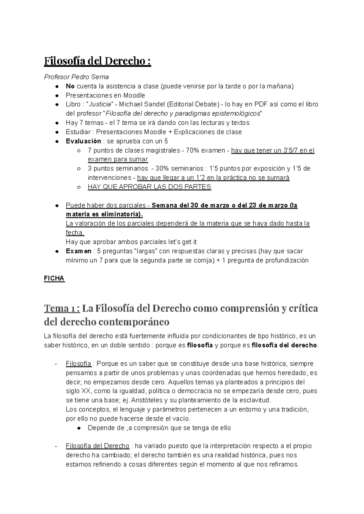 Filosofía del Derecho - Apuntes y Evaluación del Curso FJD101 - Studocu