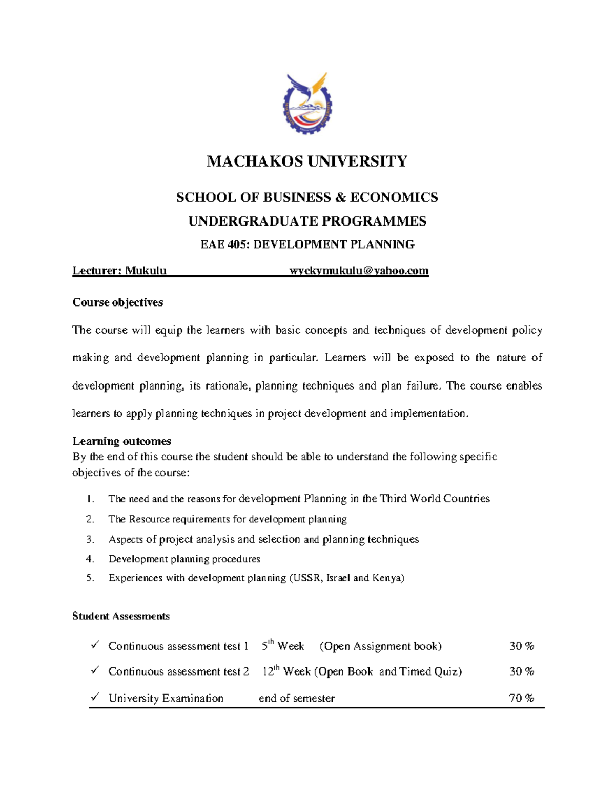 EAE 405: Final Exam Notes on Development Planning Strategies - Studocu
