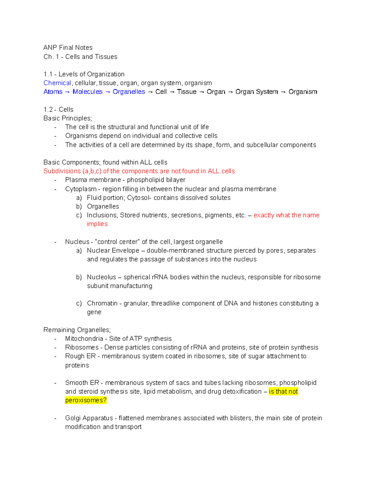ANP Final Exam Notes: Cells, Tissues, and Cardiovascular Physiology ...