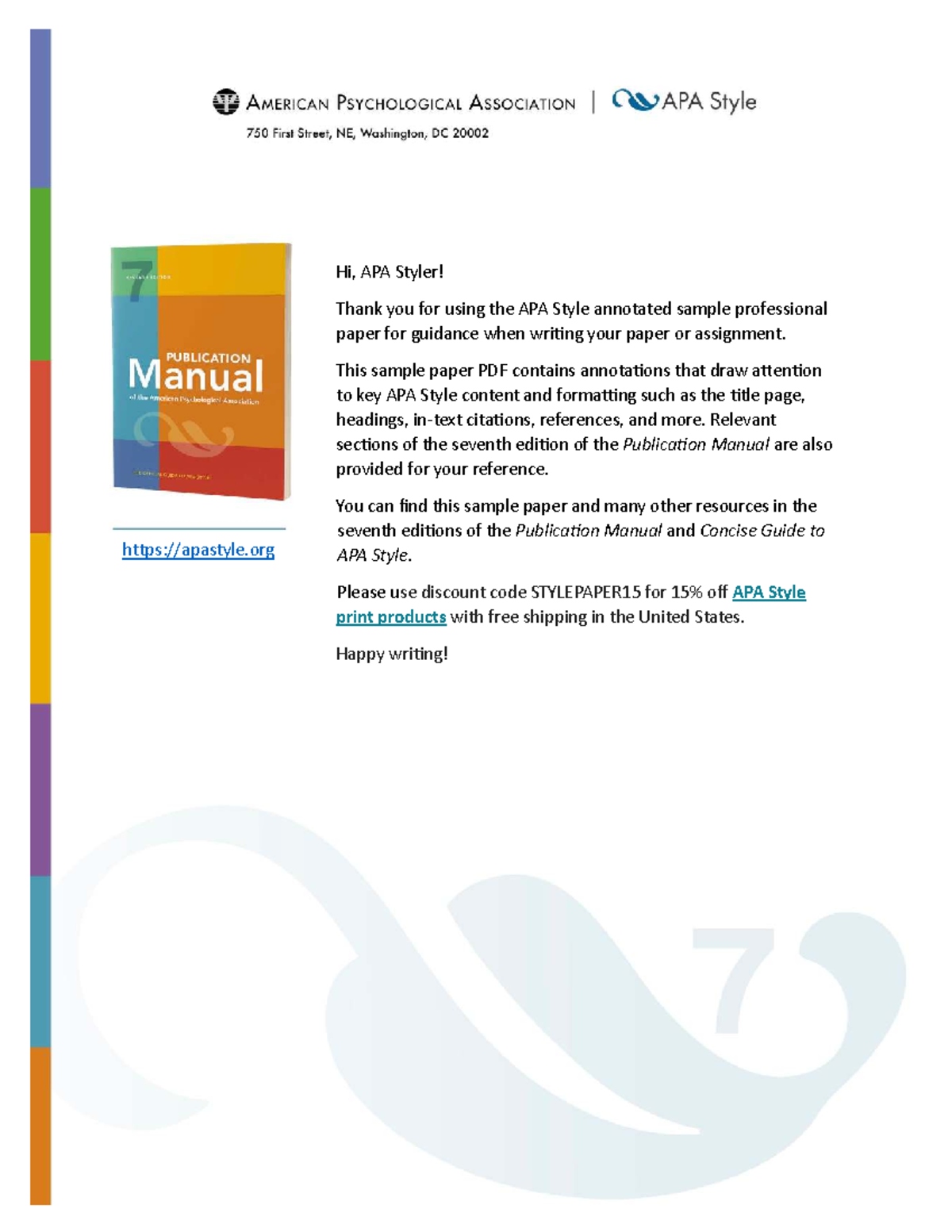 APA 7th Edition Sample Professional Paper Guide - Studocu