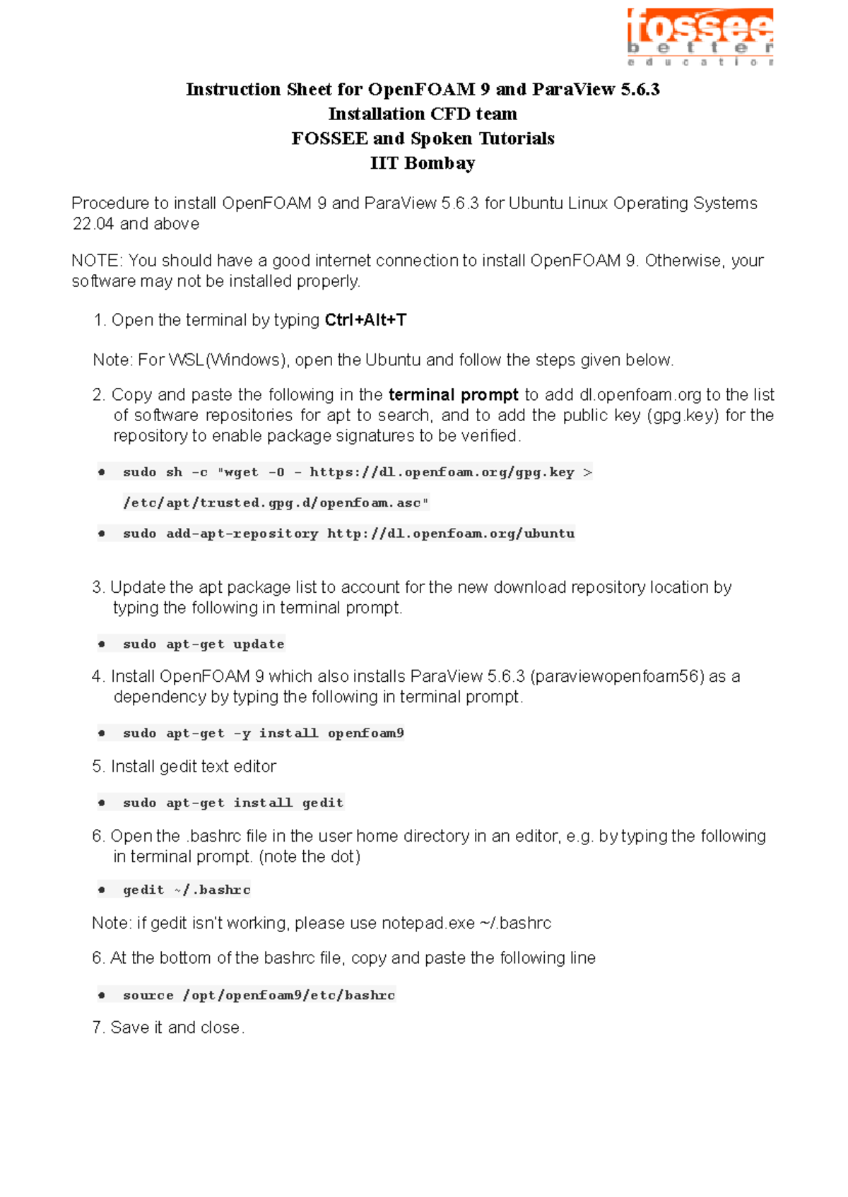 Installation Guide for OpenFOAM 9 & ParaView 5.6 on Ubuntu - Studocu