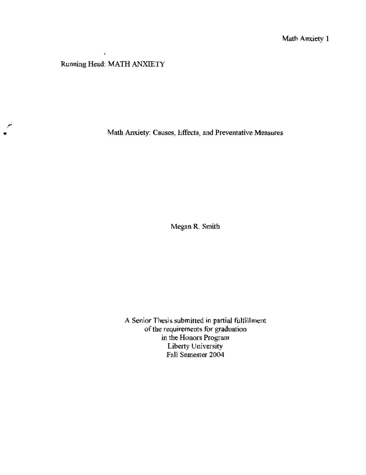 Math Anxiety: Causes, Effects, and Preventative Strategies (MATH 101 ...