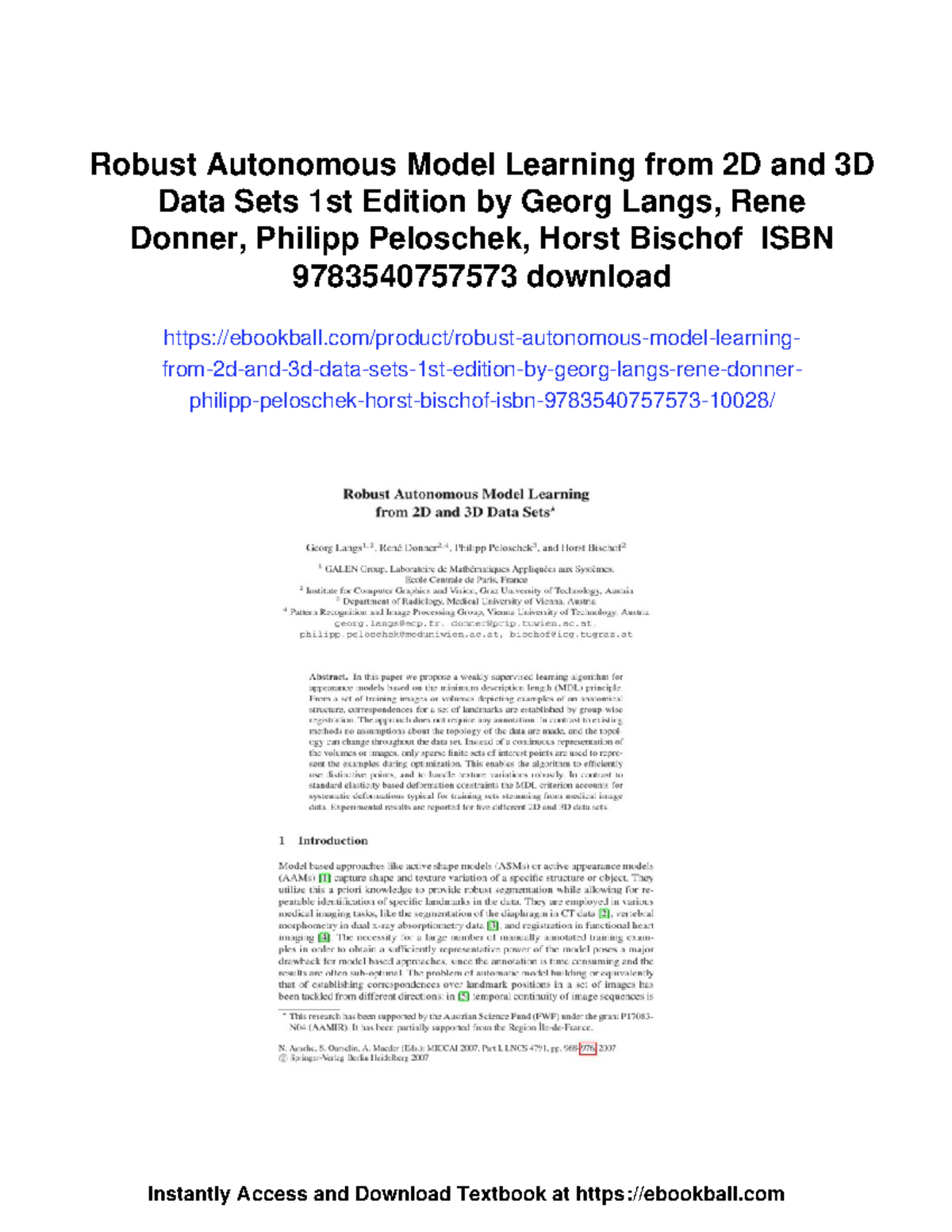 Robust Autonomous Model Learning from 2D & 3D Data Sets - 1st Edition ...