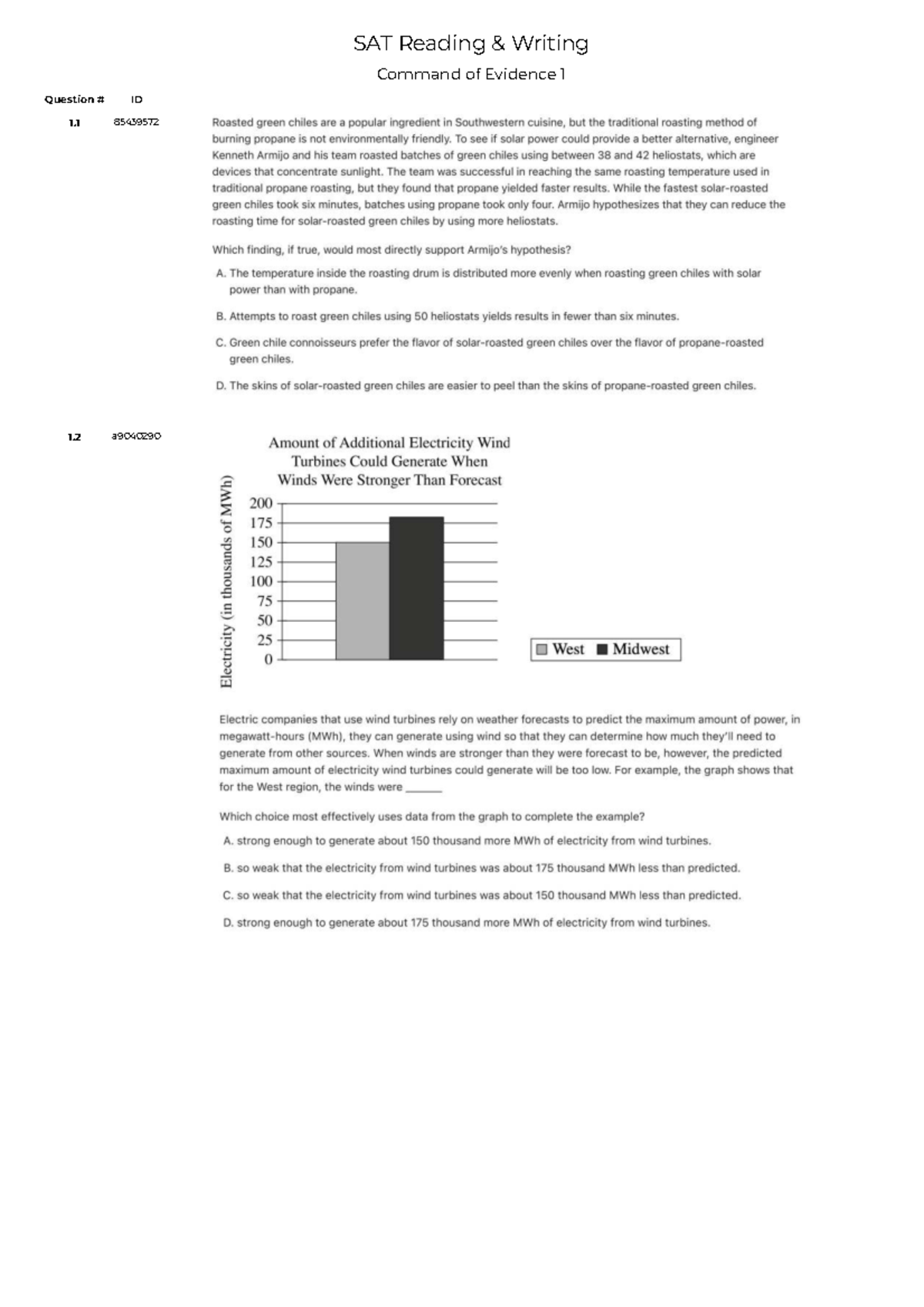 Command of Evidence 1 - SAT Reading & Writing Questions Overview - Studocu