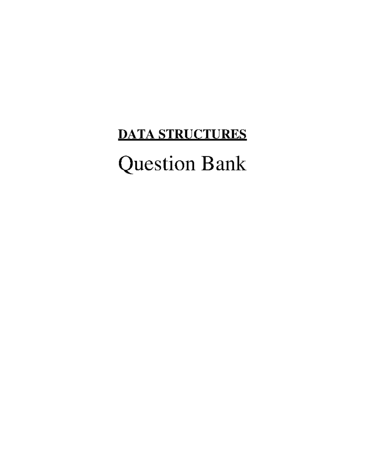 DSA - Comprehensive Question Bank on Data Structures - Studocu