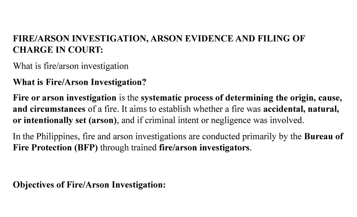 CDI 6 Final Module 2024-2025: Arson Investigation and Legal Framework ...