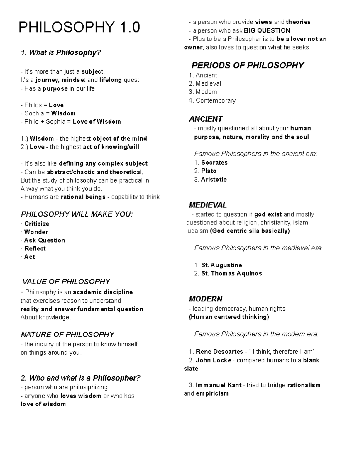 PHILOSOPHY 1.0: Exploring the Journey of Wisdom and Thought - Studocu