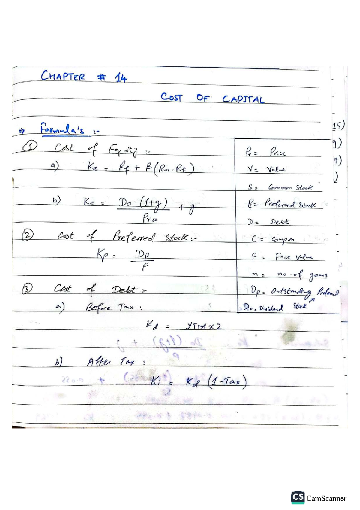 CHAPTER 14: COST OF CAPITAL - CF Notes for Exam Preparation - Studocu