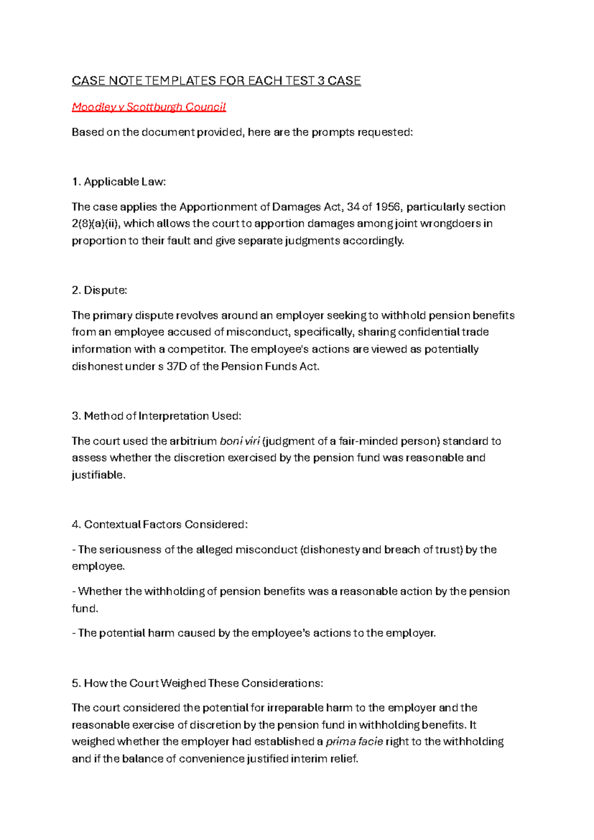 CASE Notes on Recent Judgments in STI321: Legal Interpretations and ...