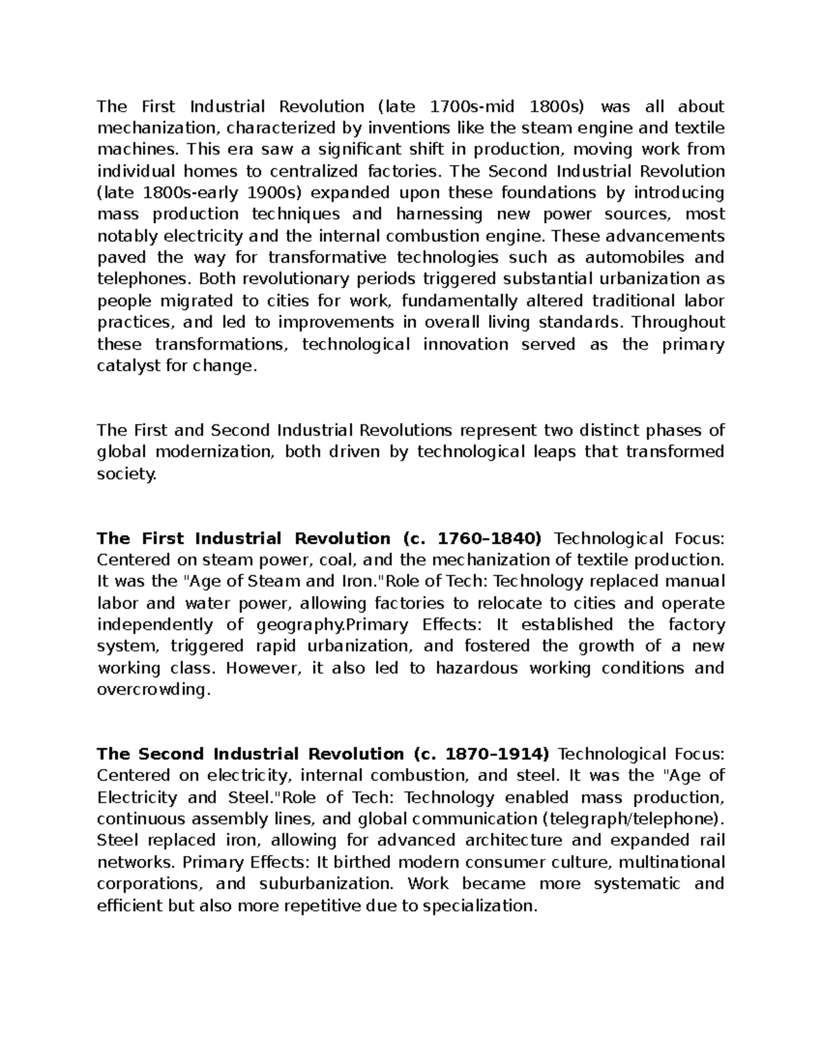 Comparative Analysis of the First and Second Industrial Revolutions ...