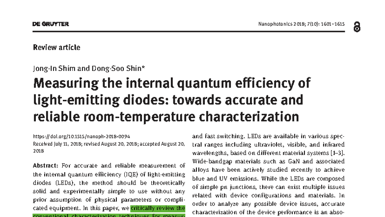 Measuring Internal Quantum Efficiency of LEDs: A Review (PHO 101) - Studocu