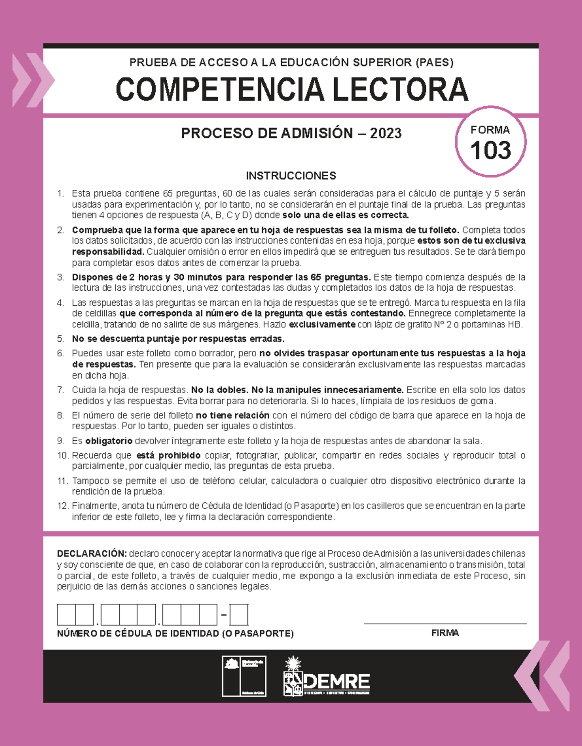 PAES 2023: Instrucciones y Proceso de Admisión para Competencia Lectora ...