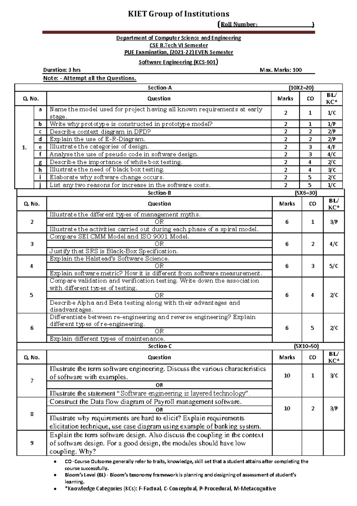 PUE SE - Software Engineering Exam Questions & Analysis - Studocu