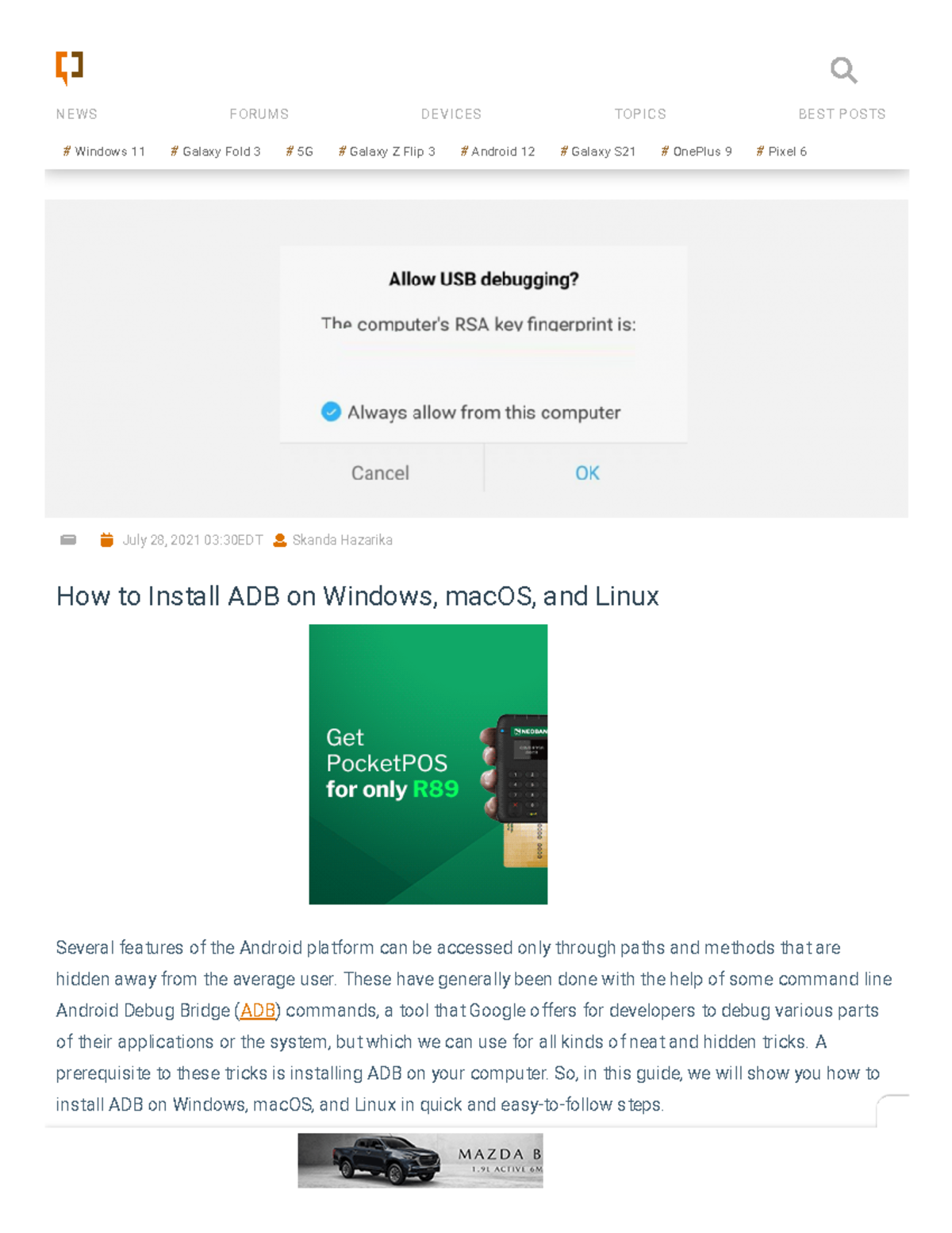 How to Install ADB on Windows, mac OS, and Linux - July 28, 2021 03 ...