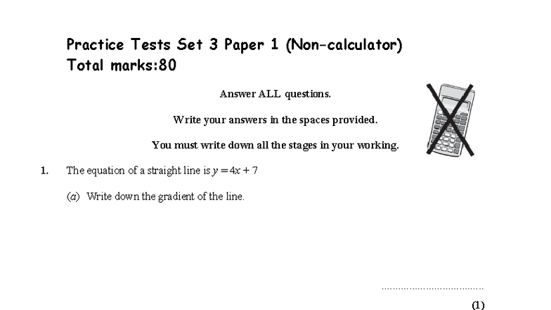 Practice Tests Set 3 - Paper 1H (Non-calculator) Solutions and ...