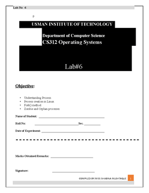 OS-lab3 - this is lab - Lab No 3 USMAN INSTITUTE OF TECHNOLOGY ...