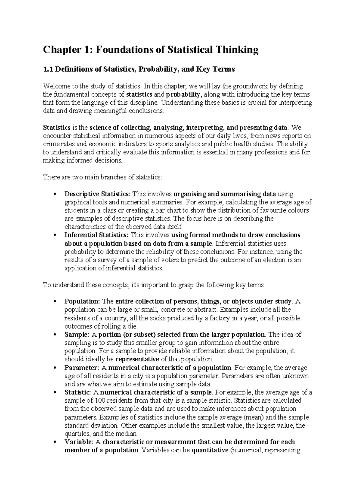 ***Introduction to Statistics (STAT 101) - Unit 1 Overview and Key ...