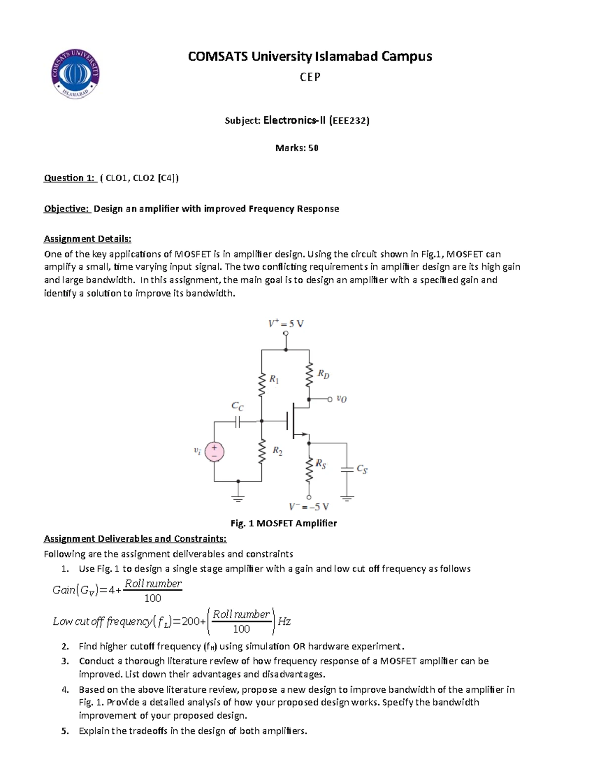 Lab 4: Common Source Configuration & Multistage Amplifier Analysis ...