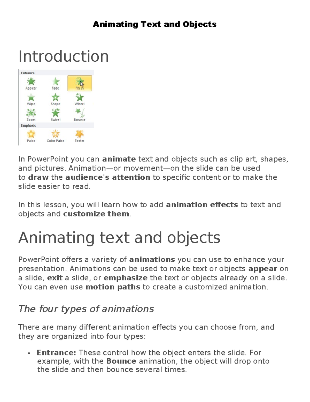 16 - Animating Text and Objects in PowerPoint: Techniques & Tips - Studocu