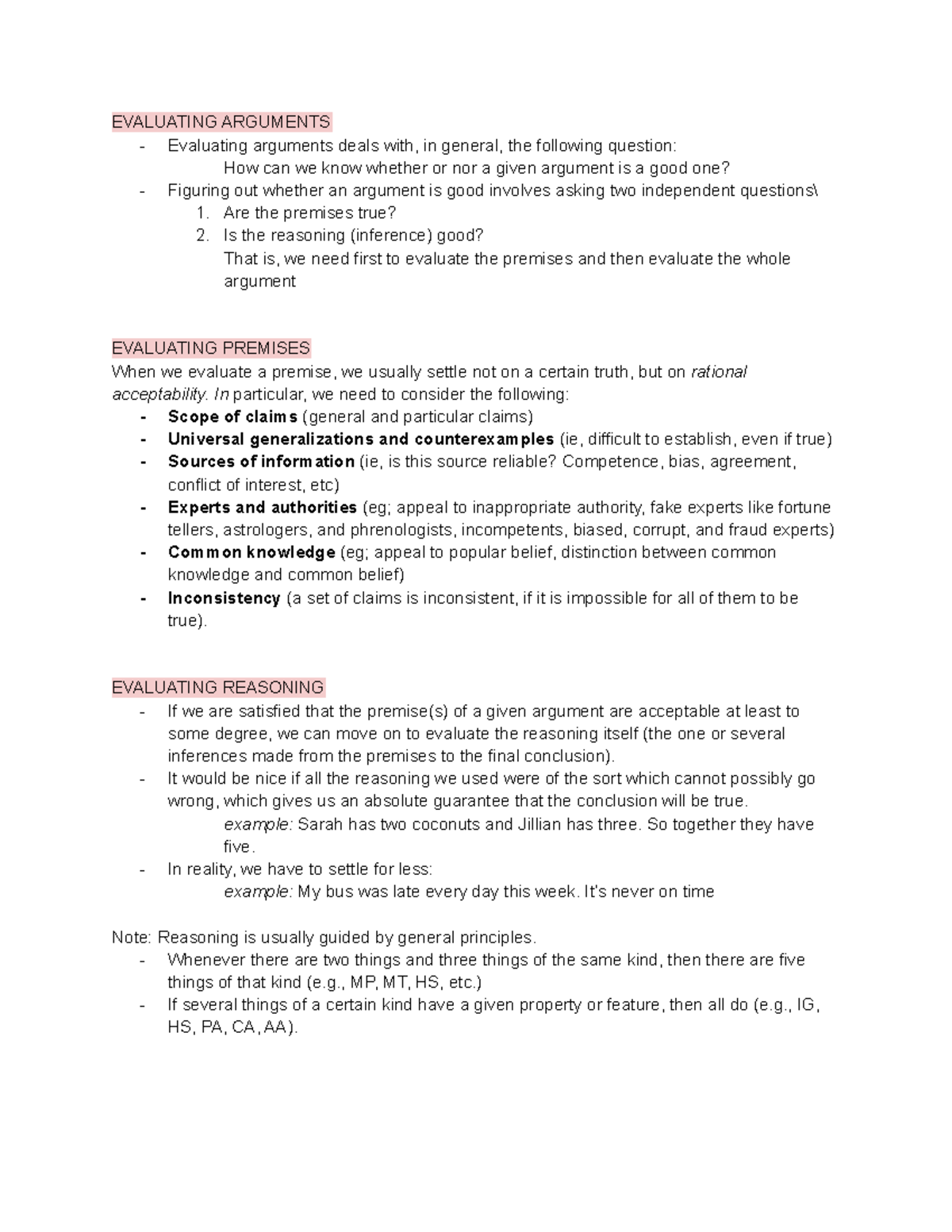 Chapters 6 and 7 - Evaluating Arguments, Premises, and Reasoning ...